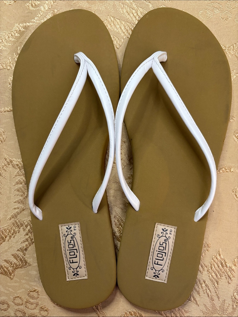 Flojos Olive Green Flip Flop Sandals with White Straps